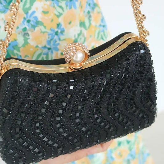 Elegant Rhinestone-Embellished Evening Clutch Bag for Women