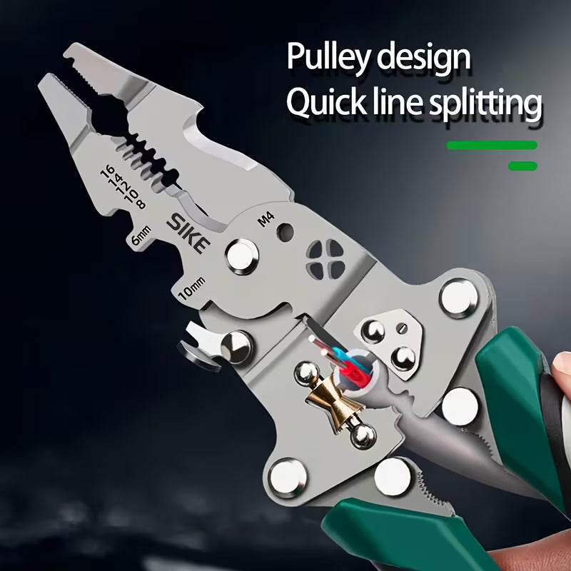 Collapsible Multi-Function Electrician Hand Tool Industrial Grade Wire Stripper, Durable High Carbon Steel Precision Tool for Cutting, Crimping, and Stripping - Suitable for All Electrical Work Sinterklaas
