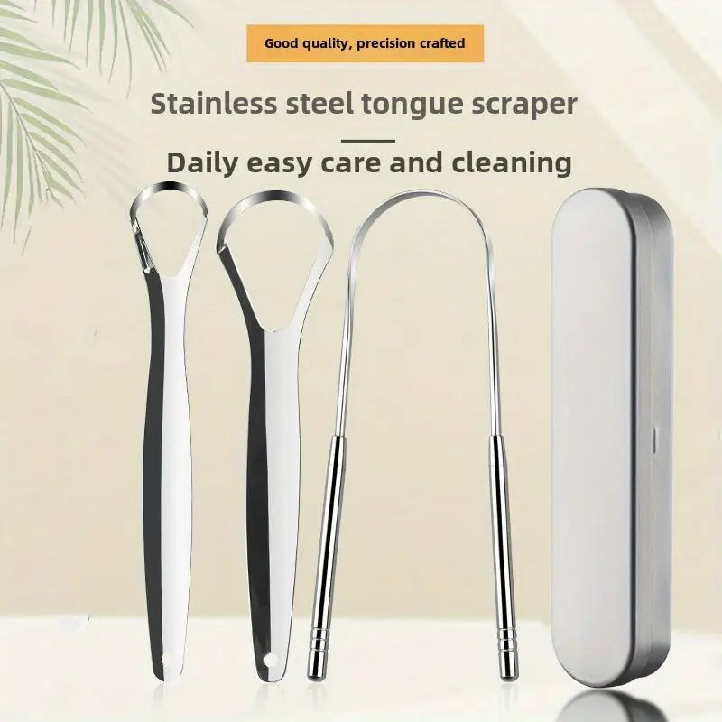 3pcs Stainless Steel Tongue Scrapers Set