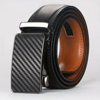 Business Men's Automatic Buckle Cowhide Belt, Ratchet Dress Belt
