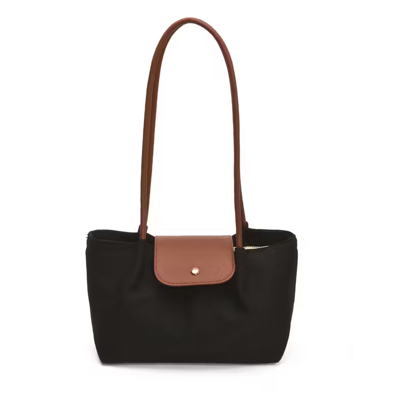 2025  Trendy Beige Nylon Tote Bag with Magnetic Closure Decorative Pompom