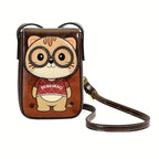 Women's Adjustable Crossbody Bag with Cute Cat Print
