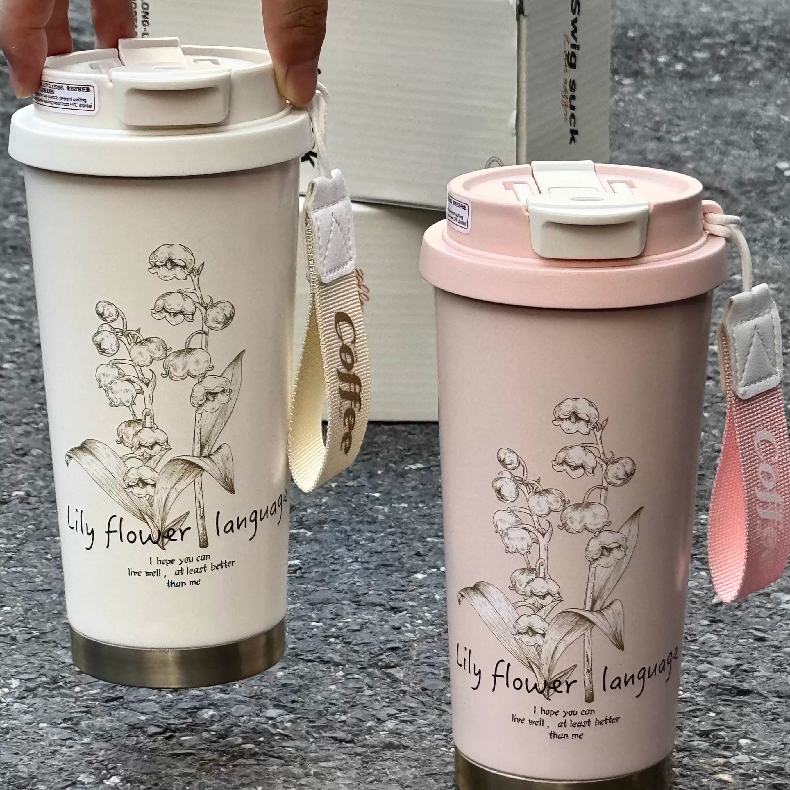 GIANXI Lily Of The Valley Design Travel Portable Leakproof Water bottle