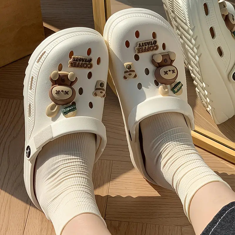 ASOFTER Women'S EVA Clog Shoes - Cute Bunny & Heart Design