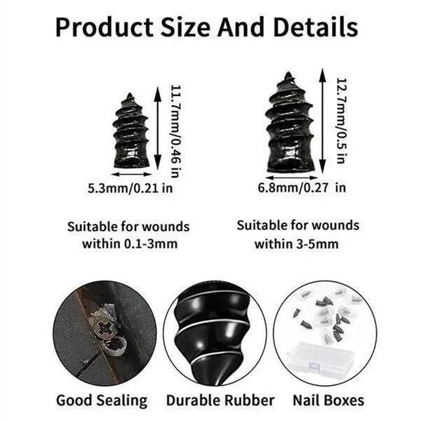DETACHI 70 Pcs Car Tire Repair Nails Tyre Repair Rubber Capsule Kit