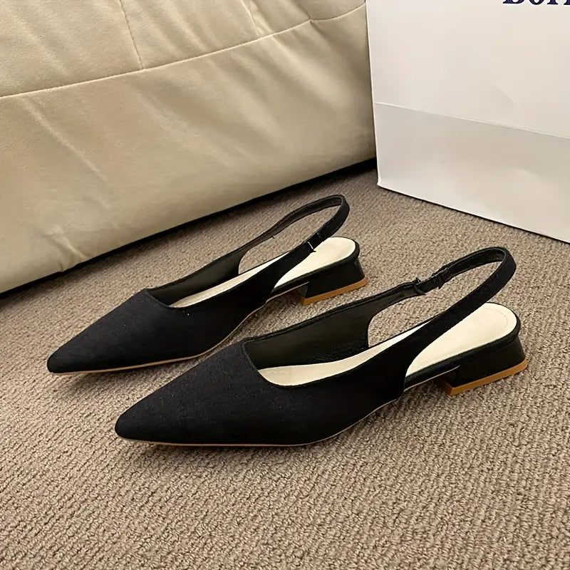 French-Style Low-Heel Closed-Toe Sandals