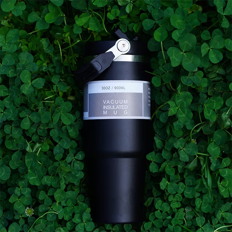 30oz Stainless Steel Vacuum Insulated Travel Mug with Handle And Straw