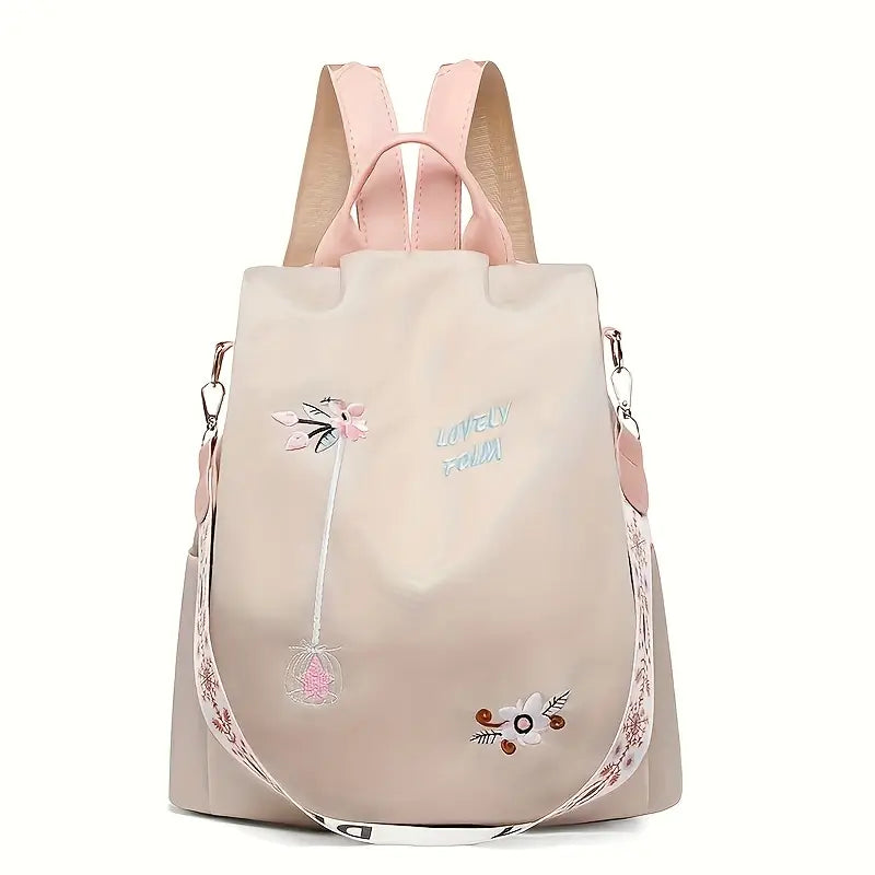 Women'S Anti-Theft Floral Embroidered Backpack