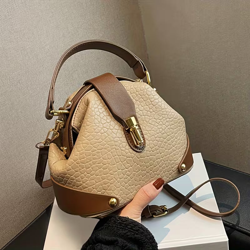 Light Luxury Color Splicing Messenger Bag High-grade Western Style Retro Handbag