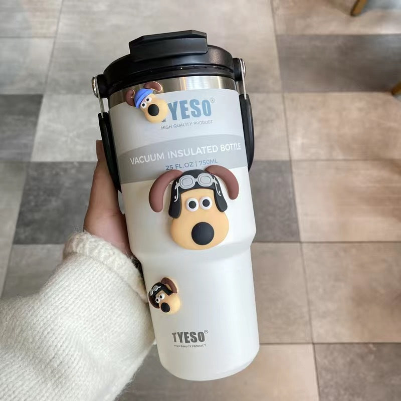 30oz Stainless Steel Vacuum Insulated Travel Mug with Handle And Straw