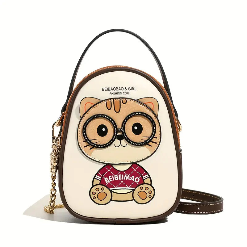 Women's Adjustable Crossbody Bag with Cute Cat Animal Print