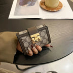 New Women's Black Floral Print Short Wallet Anti-Theft Card Holder