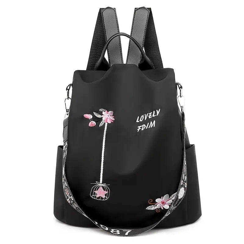 Women'S Anti-Theft Floral Embroidered Backpack