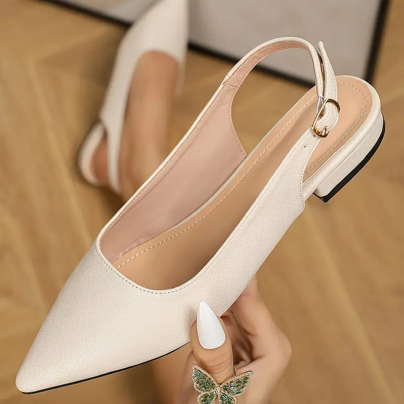 French-Style Low-Heel Closed-Toe Sandals