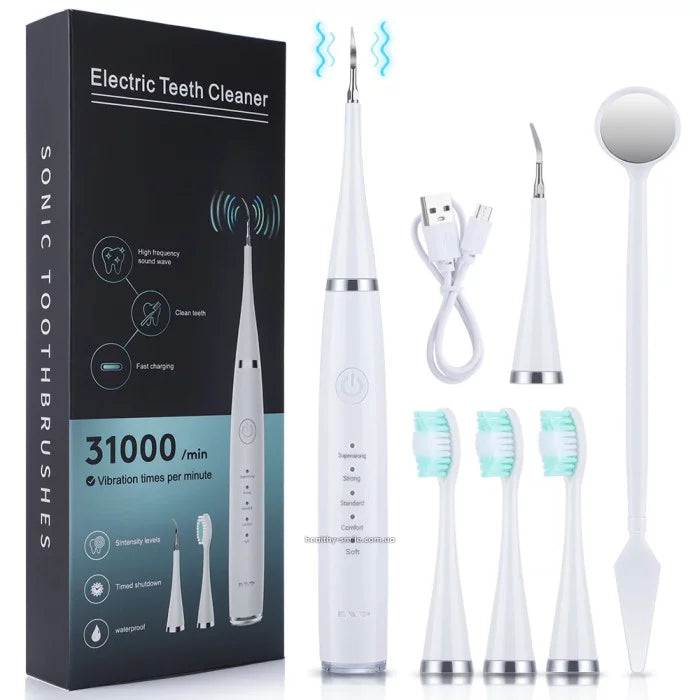 6 in 1 Ultrasonic Dental Scaler/Tartar Remover Electric Toothbrush: Teeth Plaque Cleaner, Whitening (Adult)