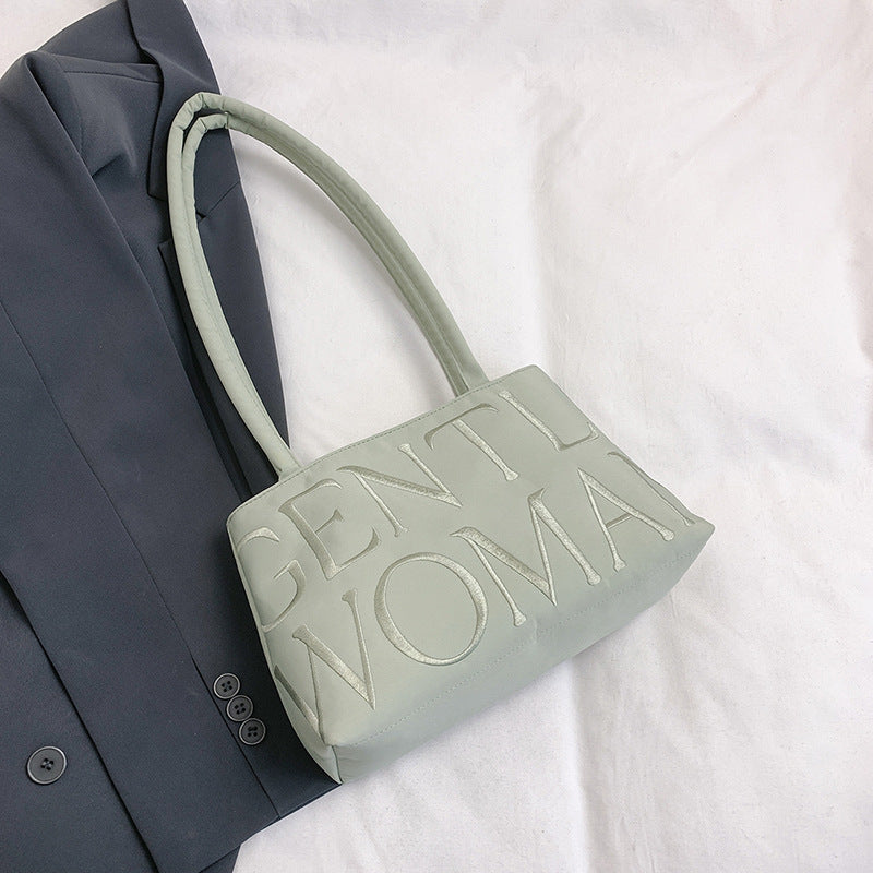 Gentle Woman Colorful Nylon Shoulder Bag  Letter Design Single Shoulder Women's Bag