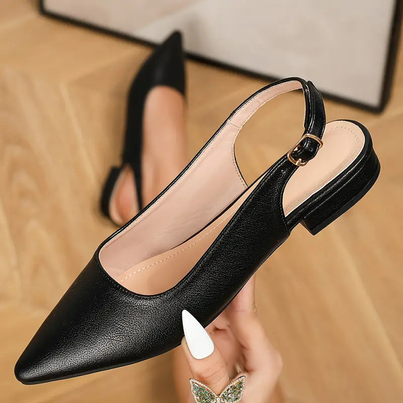 French-Style Low-Heel Closed-Toe Sandals