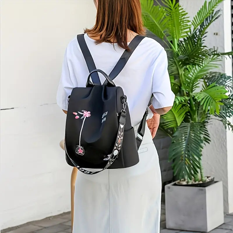 Women'S Anti-Theft Floral Embroidered Backpack