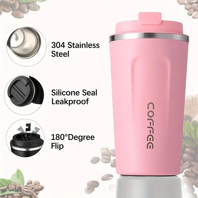 510ml Vacuum Insulated Coffee Cup with Lid - Double-Wall Thermal Tumbler