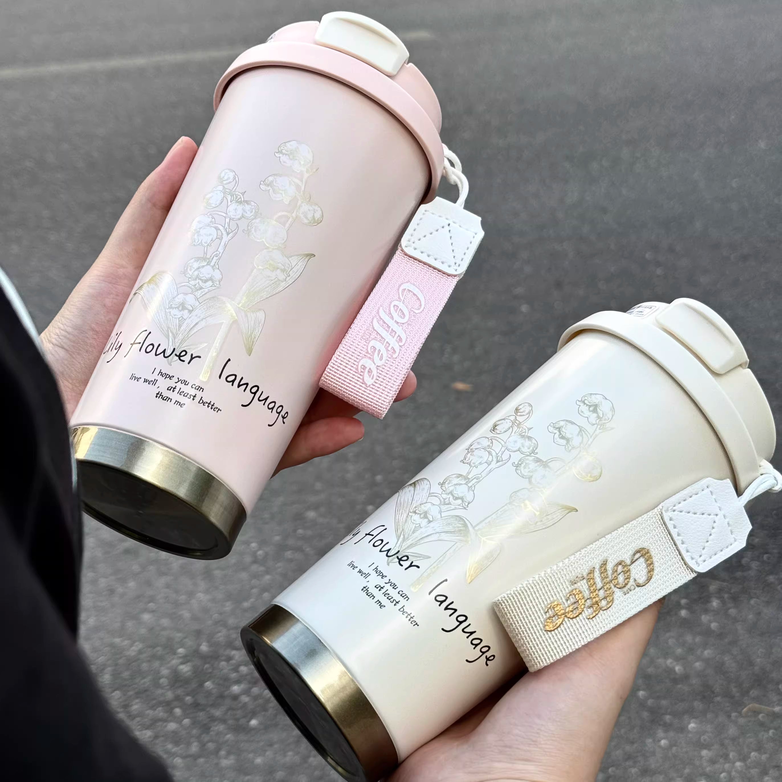 GIANXI Lily Of The Valley Design Travel Portable Leakproof Water bottle