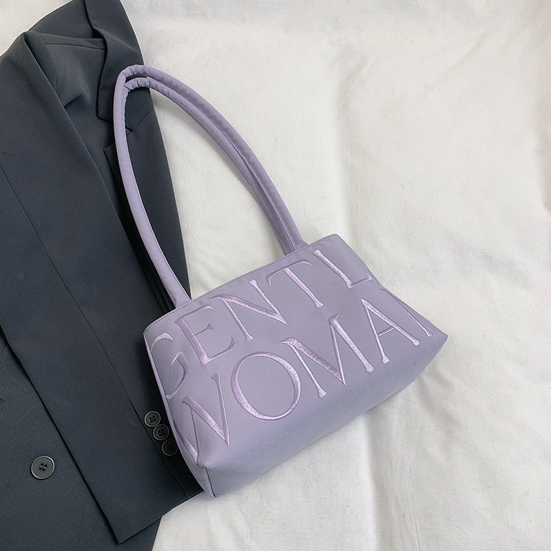 Gentle Woman Colorful Nylon Shoulder Bag  Letter Design Single Shoulder Women's Bag