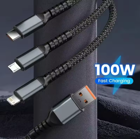 [🔥Hot sale] 100 W Fast - Charging 3 - in - 1 Data Cable