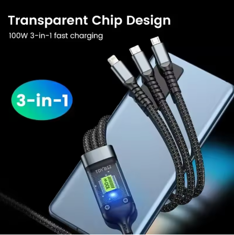 [🔥Hot sale] 100 W Fast - Charging 3 - in - 1 Data Cable