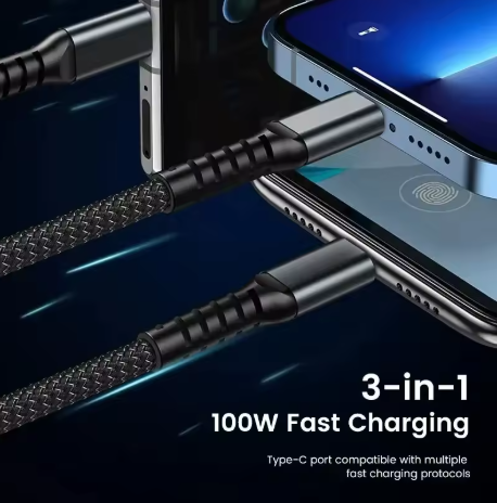[🔥Hot sale] 100 W Fast - Charging 3 - in - 1 Data Cable