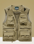 Men's Nylon Vest With  Multi-Pocket Design and Zippered Pockets