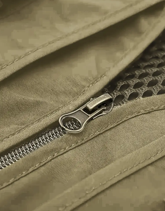 Men's Nylon Vest With  Multi-Pocket Design and Zippered Pockets