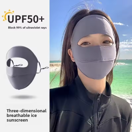 UPF50+ 100% शुद्ध शहतूत रेशम से बना फुल-फेस प्रोटेक्टिव मास्क