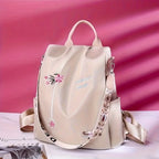 Women'S Anti-Theft Floral Embroidered Backpack