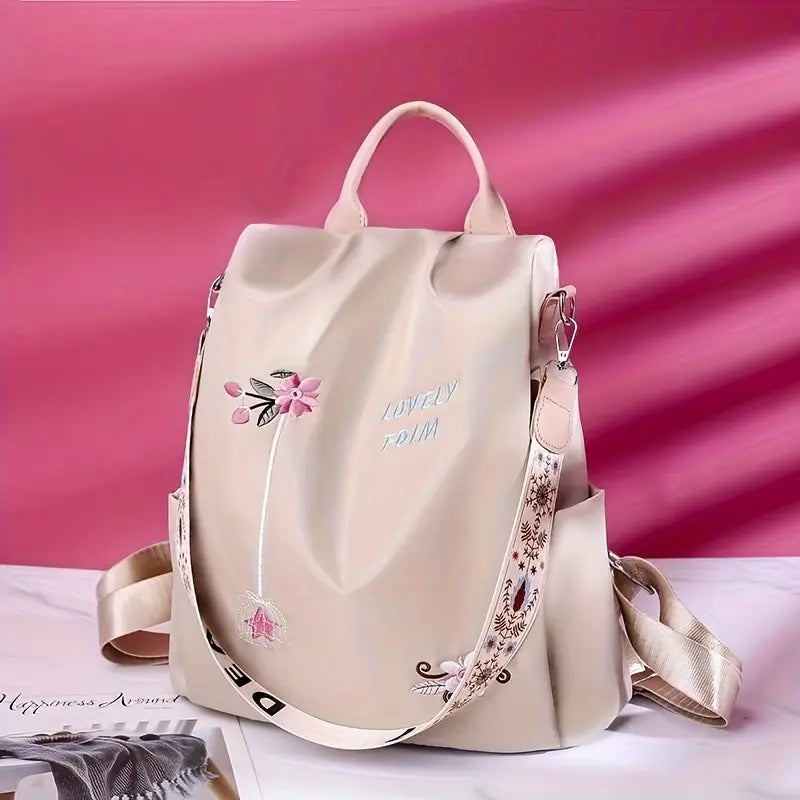 Women'S Anti-Theft Floral Embroidered Backpack