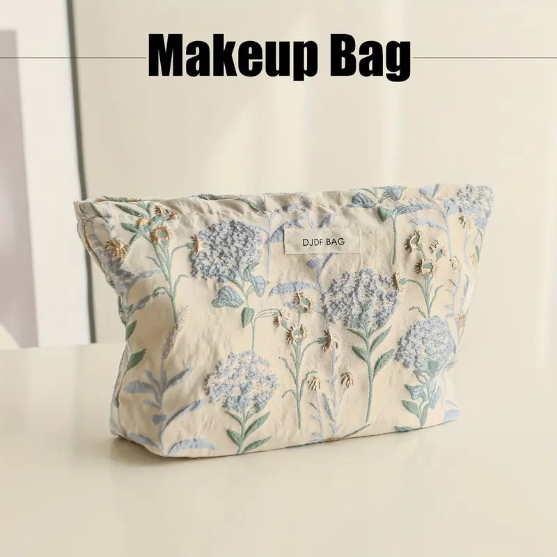 Floral Toiletry Bag for Travel - Lightweight, Portable Makeup Pouch with Zipper Closure