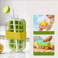 Ice Cube Bottle with Straw, 2-in-1 Cooling Grid, Easy-Press Silicone Ice Tray