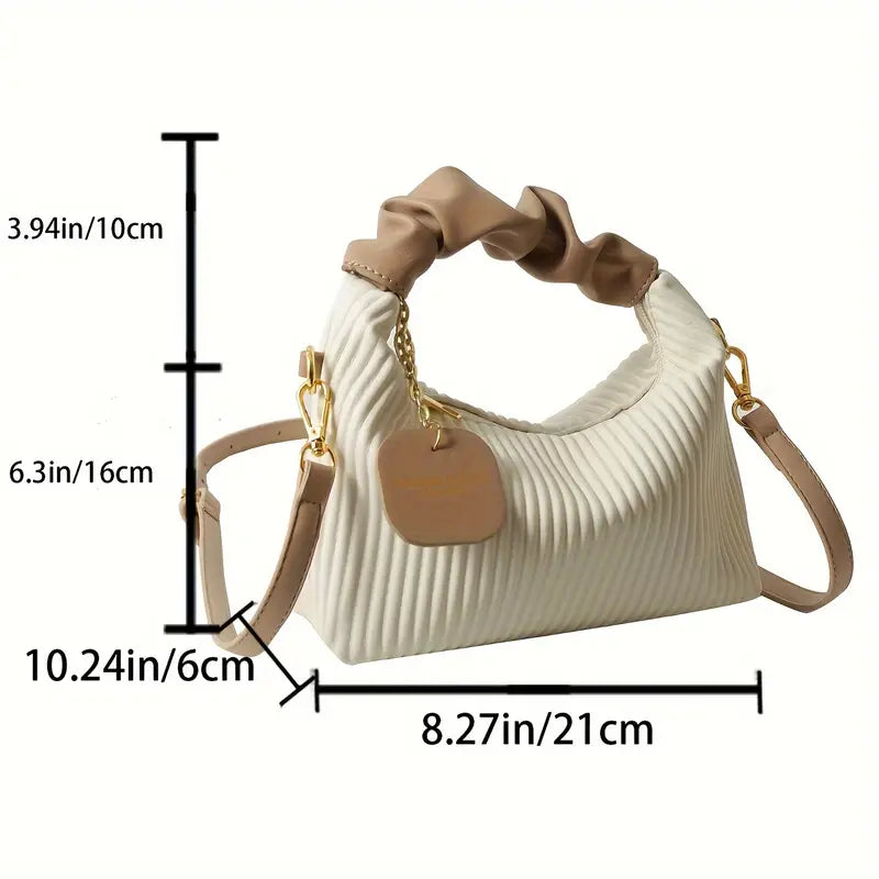 Stylish Simple Pleated Handbag PU Material Evening Party Women's Bag