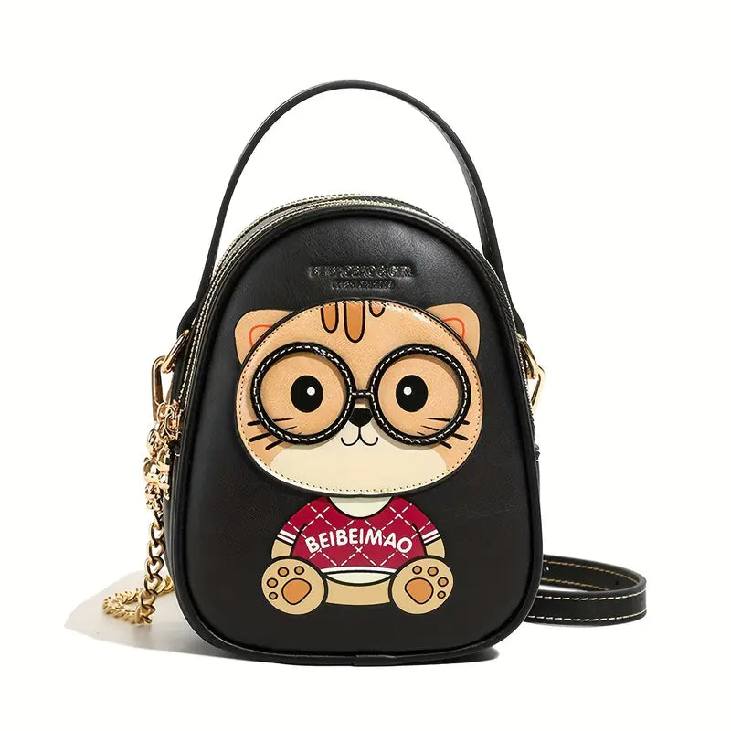 Women's Adjustable Crossbody Bag with Cute Cat Animal Print