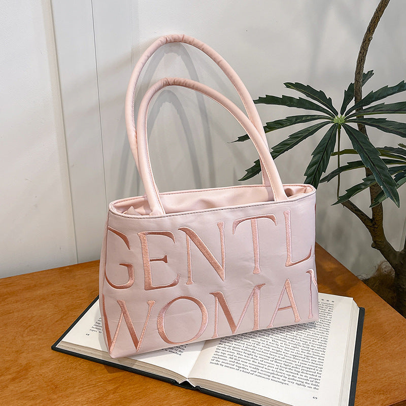 Gentle Woman Colorful Nylon Shoulder Bag  Letter Design Single Shoulder Women's Bag