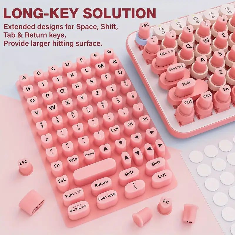 Soft Silicone Heart-Shaped Keyboard Stickers for Long Nails with Letters