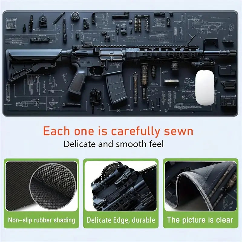 1pc Gun Design Art Large Mouse Pad