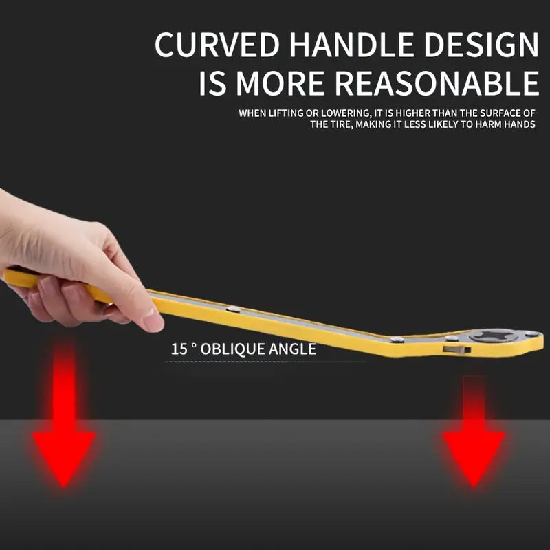 1pc Heavy-Duty Metal Tire Jack Wrench with 360° Rotating Knob