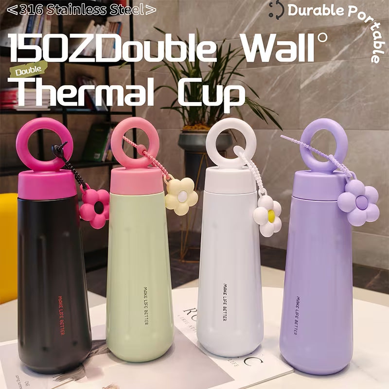 Women's 316 Stainless Steel Water Bottle Elegant Portable Kettle with Handle