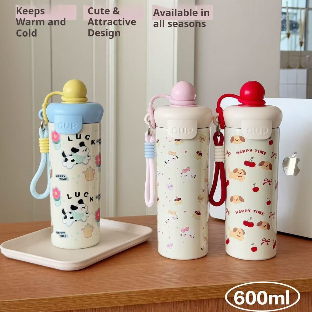 Portable Cartoon Vacuum Cup High-Capacity With Lifting Rope