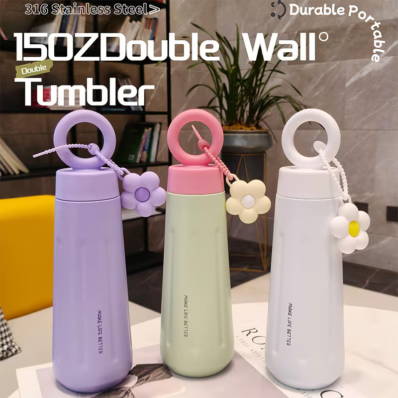 Women's 316 Stainless Steel Water Bottle Elegant Portable Kettle with Handle
