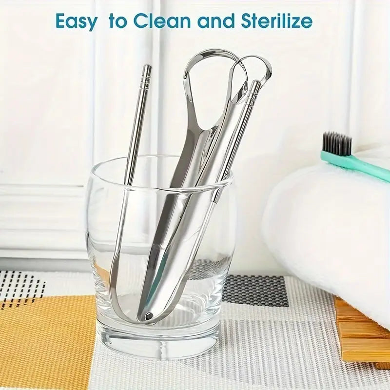 3pcs Stainless Steel Tongue Scrapers Set