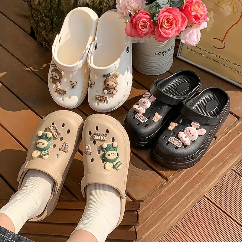 ASOFTER Women'S EVA Clog Shoes - Cute Bunny & Heart Design