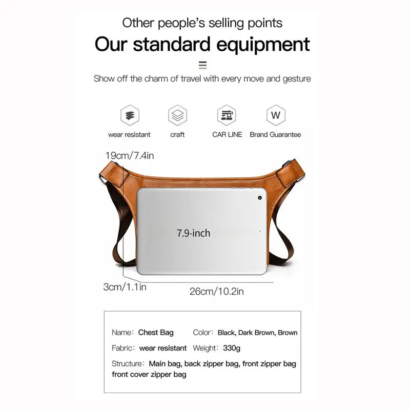 Men's Stylish PU Leather Crossbody Bag Versatile Shoulder Messenge