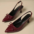 2025 New Women'S Elegant Double-Tone Bow Detail Pointed Toe Stiletto Heel Sandals