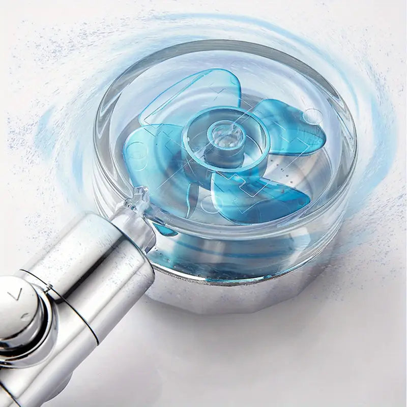 High-Pressure 360° Rotating Fan Shower Head with Filter