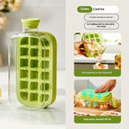 Ice Cube Bottle with Straw, 2-in-1 Cooling Grid, Easy-Press Silicone Ice Tray